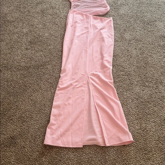 White Fox Boutique Blush Pink Mesh Cutout Bodycon Dress - Picture 5 of 5